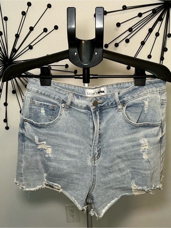 Fashion Nova Pants - Fashion Nova Light Wash Distressed Denim Shorts